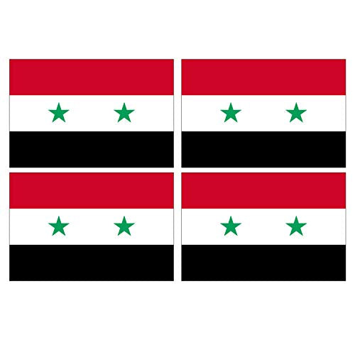 Supstick Lot de 4 Autocollants Stickers Drapeau de Pays Nation Syrie Format 12x8cm