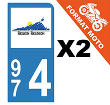 Supstick 2 Stickers Autocollants Plaques Immatriculation Moto Dept 974 Réunion Bleu Clair 1 Angle Arrondi
