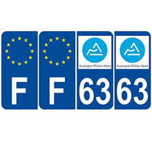Supstick 4 Stickers Autocollants Plaques Immatriculation Auto Dept 63 Auvergne Rhône Alpes Bleu Foncé Angles Arrondis