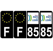 Supstick 4 Stickers Autocollants Plaques Immatriculation Auto Dept 85 Pays de la Loire Noir Angles Arrondis