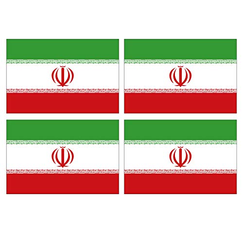 Supstick Lot de 4 Autocollants Stickers Drapeau de Pays Nation Iran Format 12x8cm