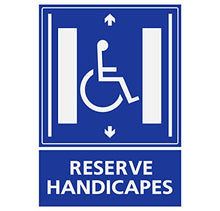 Supstick Autocollants Stickers Handicapé - Personne à mobilité réduite Ascenseur réservé aux handicapés 4,5x6cm