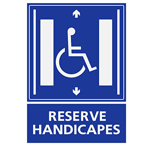 Supstick Autocollants Stickers Handicapé - Personne à mobilité réduite Ascenseur réservé aux handicapés 9x12cm