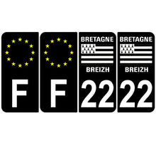 Supstick 4 Stickers Autocollants Plaques Immatriculation Auto Dept 22 Bretagne Breizh Noir Angles Arrondis
