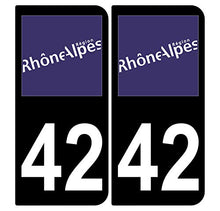 Supstick 2 Stickers Autocollants Plaques Immatriculation Auto Dept 42 Rhône Alpes Noir Angles Arrondis