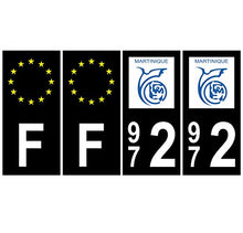 Supstick 4 Stickers Autocollants Plaques Immatriculation Auto Dept 972 Martinique Noir Angles Carrés