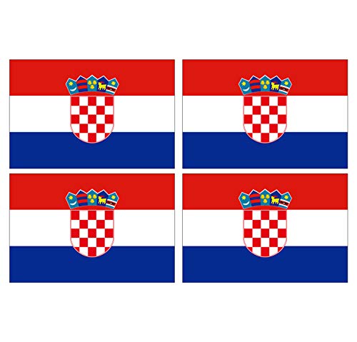 Supstick Lot de 4 Autocollants Stickers Drapeau de Pays Nation Croatie Format 6x4cm