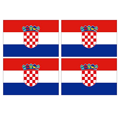 Supstick Lot de 4 Autocollants Stickers Drapeau de Pays Nation Croatie Format 12x8cm