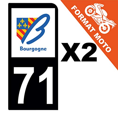 Supstick 2 Stickers Autocollants Plaques Immatriculation Moto Dept 71 Bourgogne Noir 1 Angle Arrondi