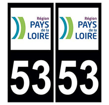 Supstick 2 Stickers Autocollants Plaques Immatriculation Auto Dept 53 Pays de la Loire Noir Angles Carrés