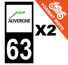 Supstick 2 Stickers Autocollants Plaques Immatriculation Moto Dept 63 Auvergne Noir Angles Carrés
