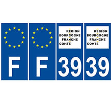 Supstick 4 Stickers Autocollants Plaques Immatriculation Auto Dept 39 Bourgogne Franche Comté Bleu Foncé Angles Carrés