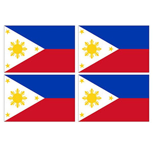 Supstick Lot de 4 Autocollants Stickers Drapeau de Pays Nation Philippines Format 6x4cm