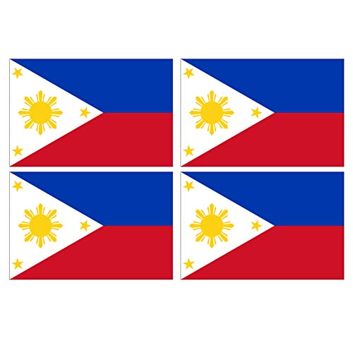 Supstick Lot de 4 Autocollants Stickers Drapeau de Pays Nation Philippines Format 6x4cm