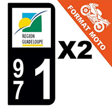 Supstick 2 Stickers Autocollants Plaques Immatriculation Moto Dept 971 Guadeloupe Noir 2 Angles Arrondis