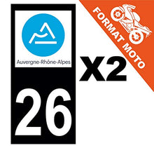 Supstick 2 Stickers Autocollants Plaques Immatriculation Moto Dept 26 Auvergne Rhône Alpes Noir Angles Carrés