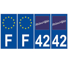 Supstick 4 Stickers Autocollants Plaques Immatriculation Auto Dept 42 Rhône Alpes Bleu Foncé Angles Carrés