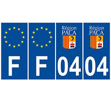 Supstick 4 Stickers Autocollants Plaques Immatriculation Auto Dept 04 Paca Bleu Foncé Angles Carrés