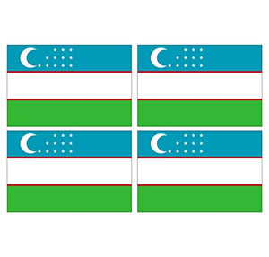 Supstick Lot de 4 Autocollants Stickers Drapeau de Pays Nation ouzbekistan Format 12x8cm