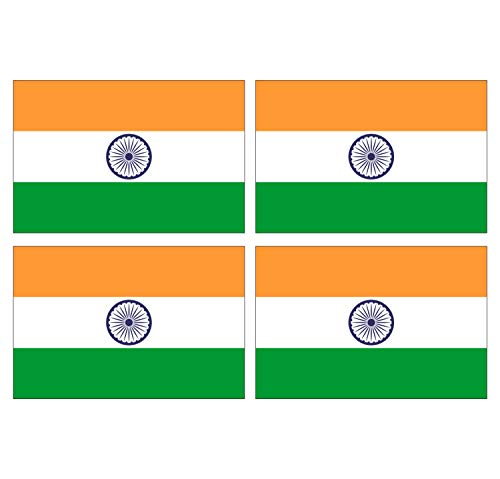 Supstick Lot de 4 Autocollants Stickers Drapeau de Pays Nation Inde Format 6x4cm