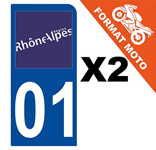 Supstick 2 Stickers Autocollants Plaques Immatriculation Moto Dept 01 Rhône Alpes Bleu Foncé 1 Angle Arrondi