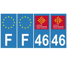 Supstick 4 Stickers Autocollants Plaques Immatriculation Auto Dept 46 Occitanie Bleu Clair Angles Carrés