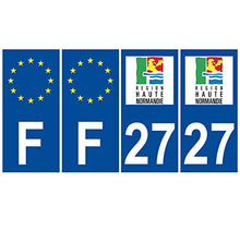 Supstick 4 Stickers Autocollants Plaques Immatriculation Auto Dept 27 Haute Normandie Bleu Foncé Angles Carrés