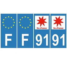 Supstick 4 Stickers Autocollants Plaques Immatriculation Auto Dept 91 Ile de France Bleu Clair Angles Carrés