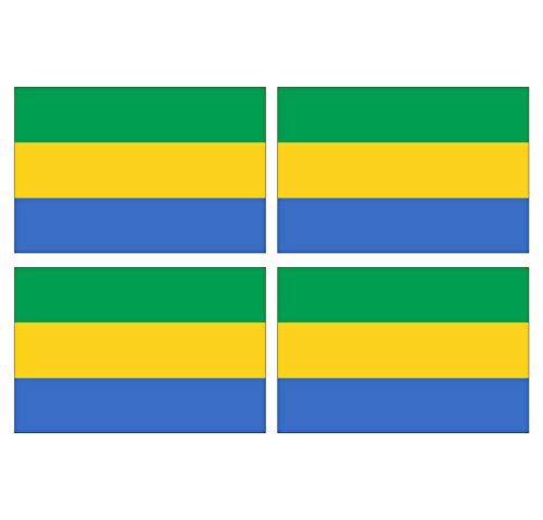 Supstick Lot de 4 Autocollants Stickers Drapeau de Pays Nation Gabon Format 12x8cm