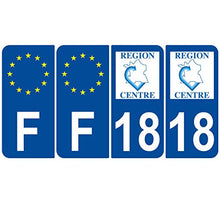 Supstick 4 Stickers Autocollants Plaques Immatriculation Auto Dept 18 Centre Bleu Foncé Angles Arrondis