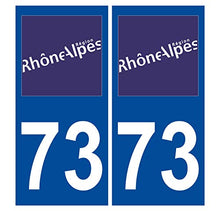 Supstick 2 Stickers Autocollants Plaques Immatriculation Auto Dept 73 Rhône Alpes Bleu Foncé Angles Carrés