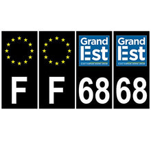 Supstick 4 Stickers Autocollants Plaques Immatriculation Auto Dept 68 Grand est Noir Angles Carrés