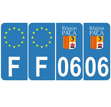 Supstick 4 Stickers Autocollants Plaques Immatriculation Auto Dept 06 Paca Bleu Clair Angles Arrondis