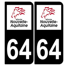 Supstick 2 Stickers Autocollants Plaques Immatriculation Auto Dept 64 Nouvelle Aquitaine Noir Angles Arrondis