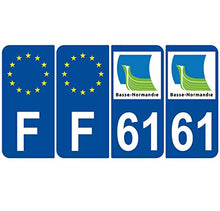 Supstick 4 Stickers Autocollants Plaques Immatriculation Auto Dept 61 Basse Normandie Bleu Foncé Angles Arrondis