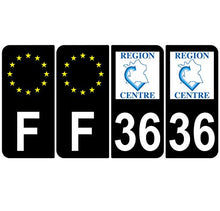 Supstick 4 Stickers Autocollants Plaques Immatriculation Auto Dept 36 Centre Noir Angles Arrondis