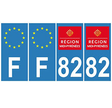 Supstick 4 Stickers Autocollants Plaques Immatriculation Auto Dept 82 Midi Pyrénées Bleu Clair Angles Carrés