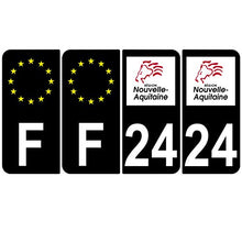 Supstick 4 Stickers Autocollants Plaques Immatriculation Auto Dept 24 Nouvelle Aquitaine Noir Angles Arrondis