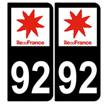 Supstick 2 Stickers Autocollants Plaques Immatriculation Auto Dept 92 Ile de France Noir Angles Arrondis