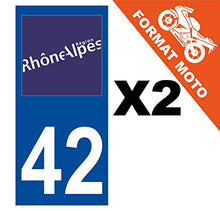 Supstick 2 Stickers Autocollants Plaques Immatriculation Moto Dept 42 Rhône Alpes Bleu Foncé Angles Carrés