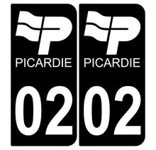 Supstick 2 Stickers Autocollants Plaques Immatriculation Auto Dept 02 Picardie Noir Angles Arrondis