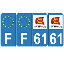 Supstick 4 Stickers Autocollants Plaques Immatriculation Auto Dept 61 Normandie Bleu Clair Angles Arrondis