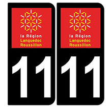 Supstick 2 Stickers Autocollants Plaques Immatriculation Auto Dept 11 Languedoc Roussillon Noir Angles Arrondis