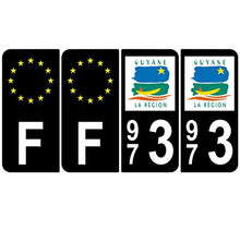 Supstick 4 Stickers Autocollants Plaques Immatriculation Auto Dept 973 Guyane Noir Angles Arrondis