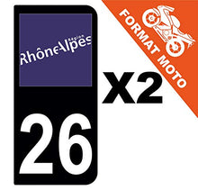 Supstick 2 Stickers Autocollants Plaques Immatriculation Moto Dept 26 Rhône Alpes Noir 2 Angles Arrondis