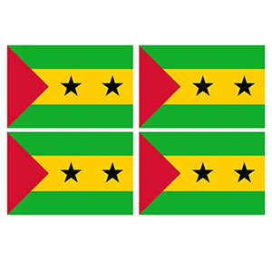 Supstick Lot de 4 Autocollants Stickers Drapeau de Pays Nation ile sao Tome Principe Format 6x4cm