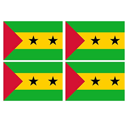 Supstick Lot de 4 Autocollants Stickers Drapeau de Pays Nation ile sao Tome Principe Format 6x4cm