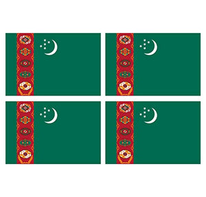 Supstick Lot de 4 Autocollants Stickers Drapeau de Pays Nation Turkmenistan Format 6x4cm