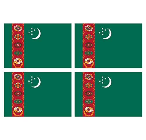 Supstick Lot de 4 Autocollants Stickers Drapeau de Pays Nation Turkmenistan Format 6x4cm