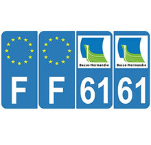 Supstick 4 Stickers Autocollants Plaques Immatriculation Auto Dept 61 Basse Normandie Bleu Clair Angles Arrondis